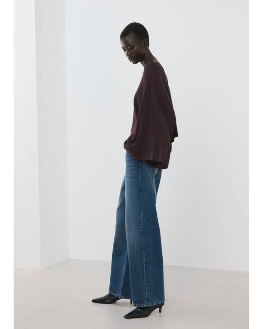 Mango Blue Asymmetrical Knitted Cape