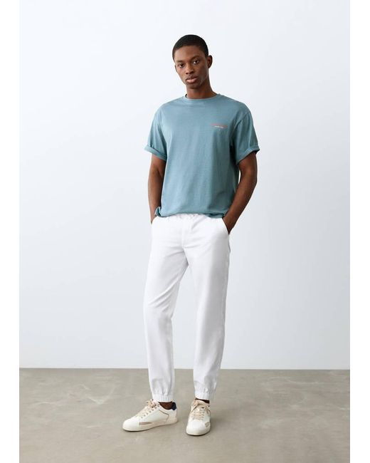 MANGO TEEN White Short-Sleeved Printed T-Shirt for men