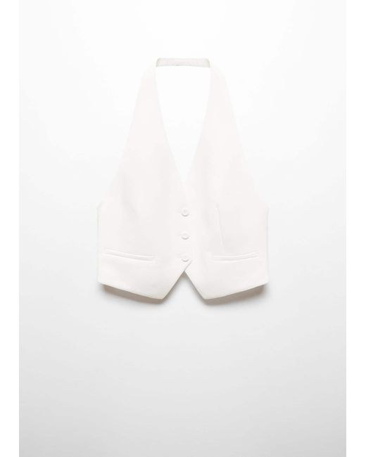 Mango White Suit Waistcoat With Buttons