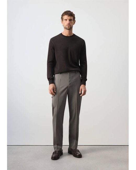 Mango Multicolor Regular-Fit Wool-Blend Trousers for men