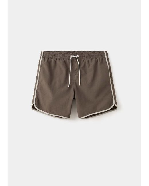 Mango White Basic Drawstring Swimsuit for men