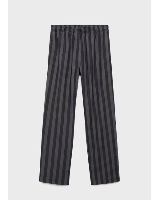 Mango Gray Woven Striped Pyjama Trousers