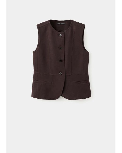 Mango Blue Lyocell Buttoned Gilet