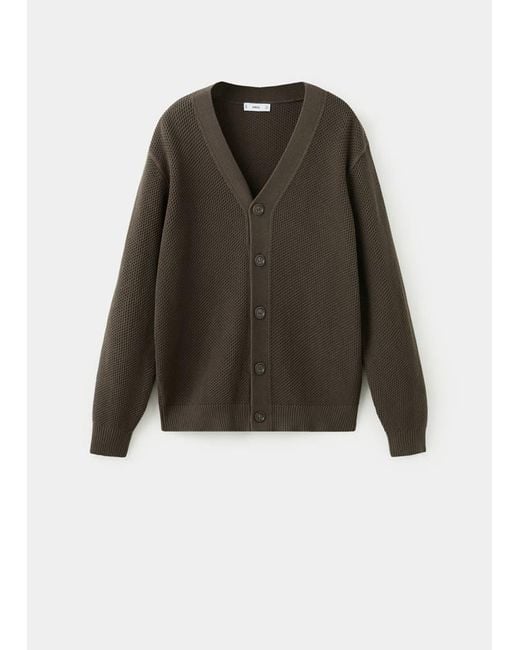 Mango Brown Mid-Weight Microstructure Knit Cardigan for men