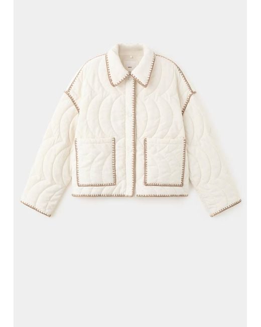 Mango Pink Contrast Piping Quilted Jacket