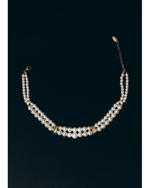 Mango Blue Pearl And Crystal Choker