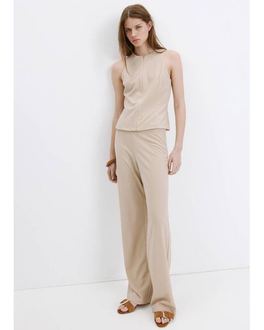 Mango Natural Zipper Fitted Waistcoat