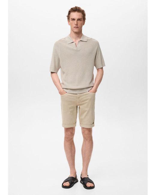 Mango Natural Slim-Fit Denim Bermuda Shorts for men