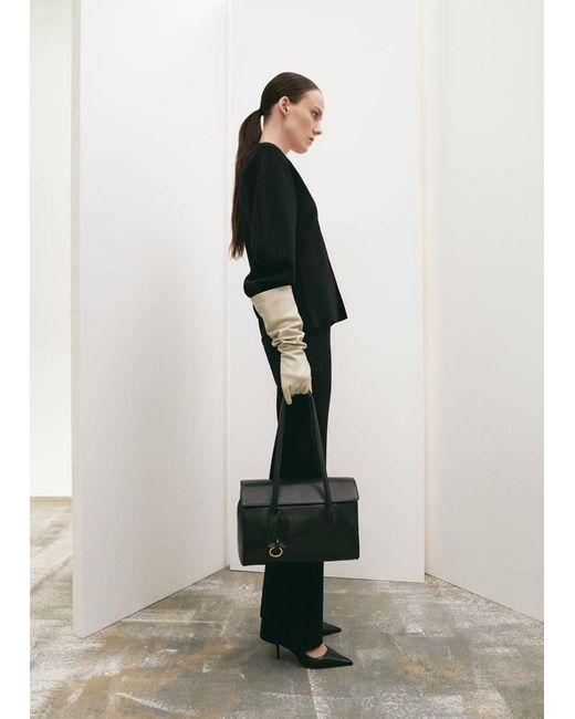 Mango Natural Side Slit Knit Trousers
