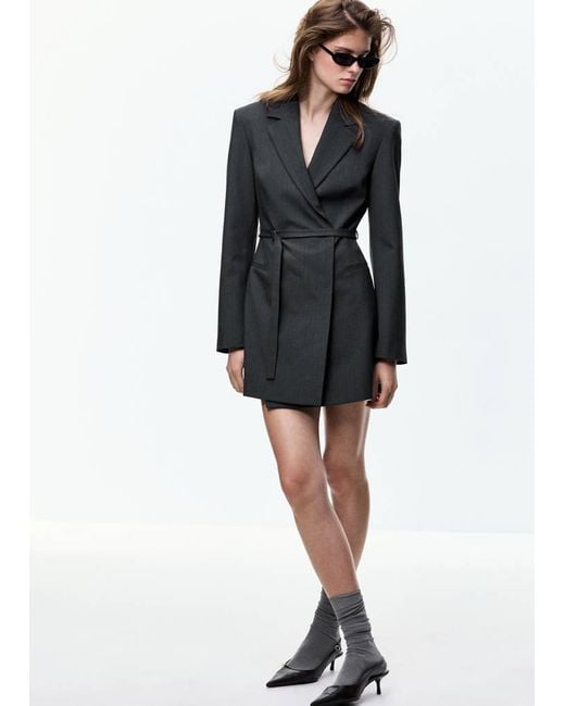 Mango Black Blazer-Style Dress With Belt