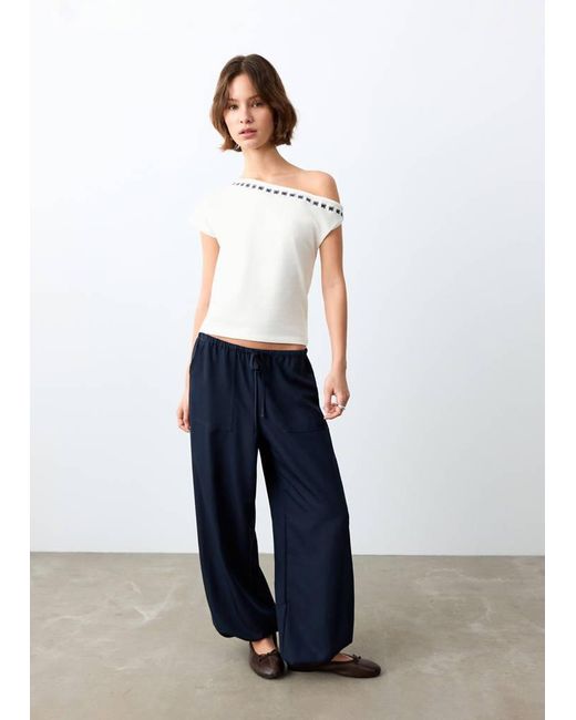 MANGO TEEN White Asymmetrical Crop Top