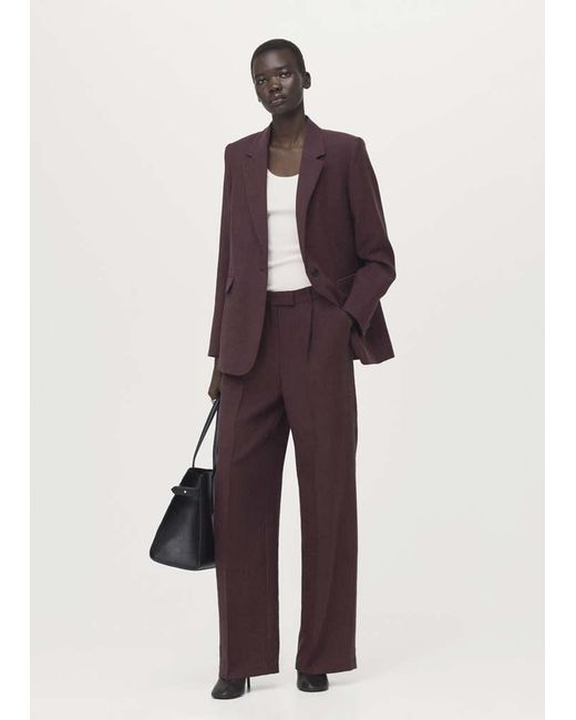 Mango Purple Lyocell Suit Blazer