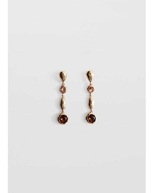 Mango Metallic Crystal Pendant Earrings