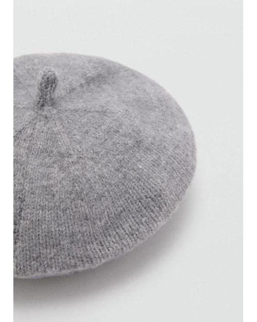 Mango Gray Striped Beret Medium Heather