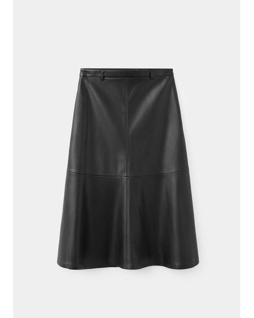 Mango Black Faux-Leather A-Line Skirt