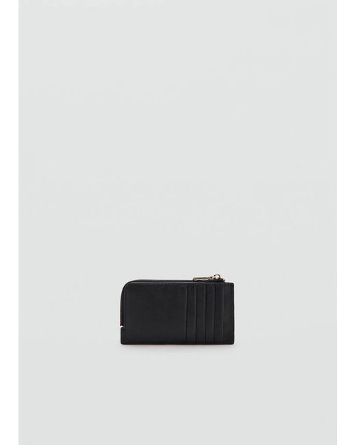 Mango White Saffiano-Effect Card Holder With Zip