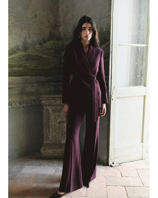 Mango Black Double-Breasted Blazer With Belt