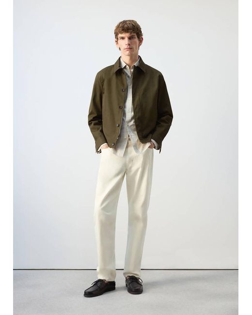 Mango Green Water-Repellent Jacket With Hidden Zip for men