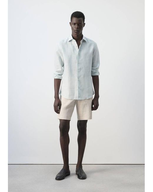 Mango White 100% Linen Slim-Fit Shirt for men