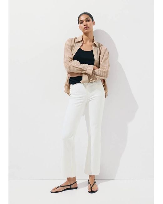 Mango White Sienna Flared Cropped Jeans