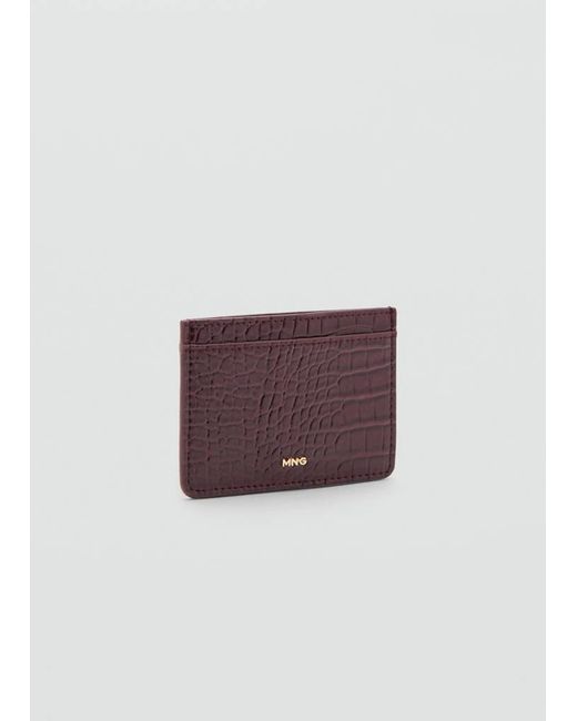 Mango Purple Shiny Croc-Effect Cardholder