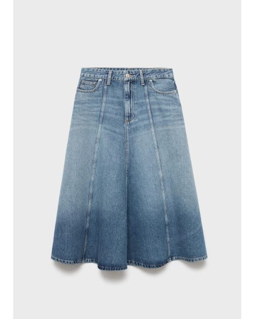 Mango White Denim Midi-Skirt