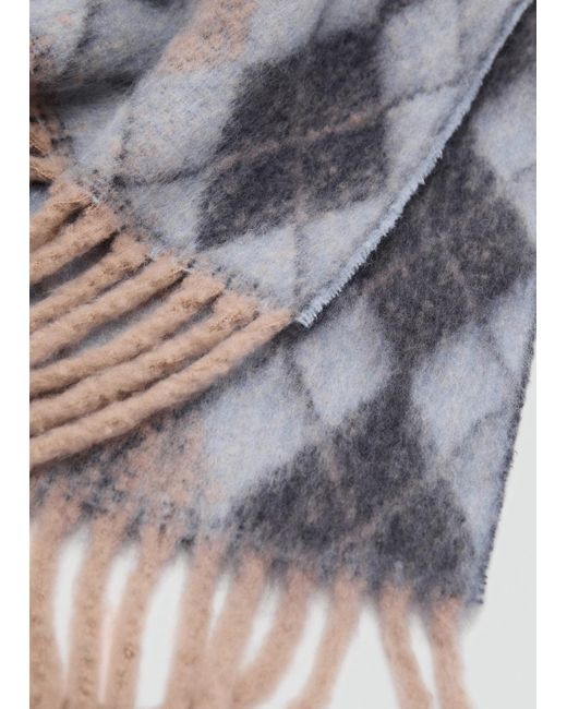 Mango Gray Rautenschal Mit Fransenenden