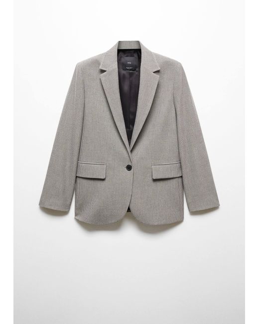Mango Gray Lapels Houndstooth Suit Blazer