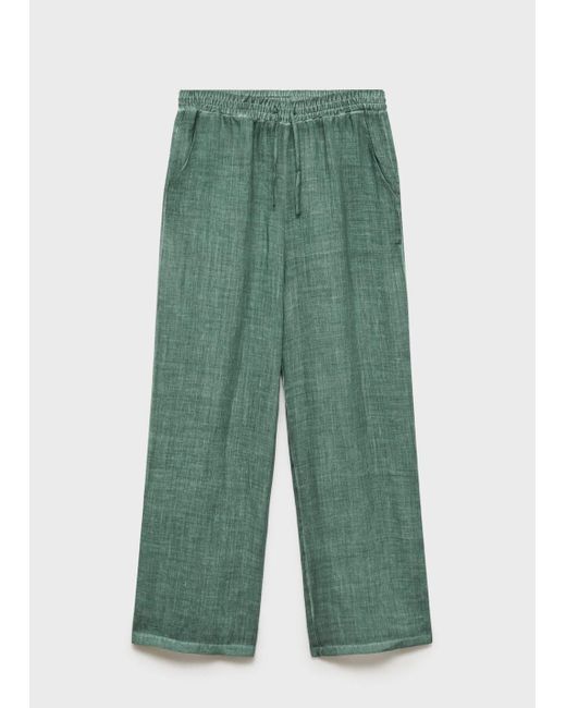 Mango Green Overdyed-Design Ramie Trousers