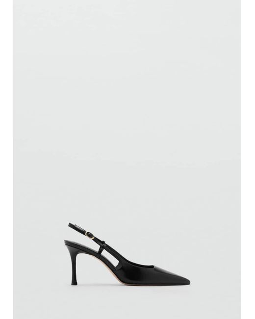 Mango Black Pointed-Toe Leather Heeled Shoes