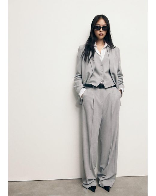 Mango Gray Pinstripe Suit Jacket