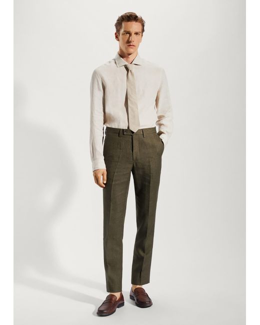 Mango Green 100% Linen Suit Trousers for men