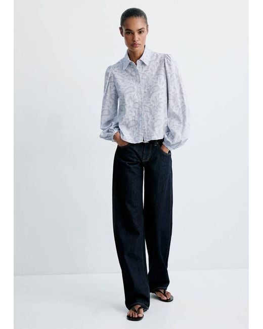 Mango White Striped Shirt With Embroidered Details