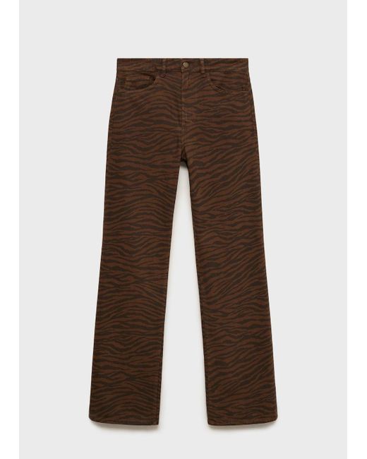 Mango Black Zebra-Print Straight-Fit Jeans