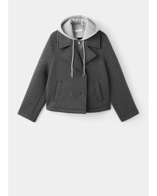 Mango Blue Combined Hooded Jacket