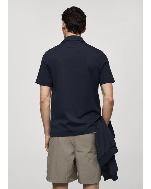 Mango Blue Slim-fit Quick-drying Polo Shirt Dark for men