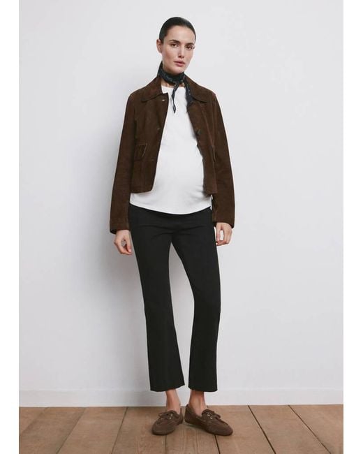 Mango Black Maternity Flared Cropped Jeans