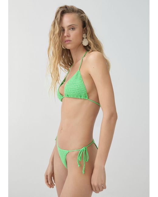 Mango Green Beaded Texture Bikini Top