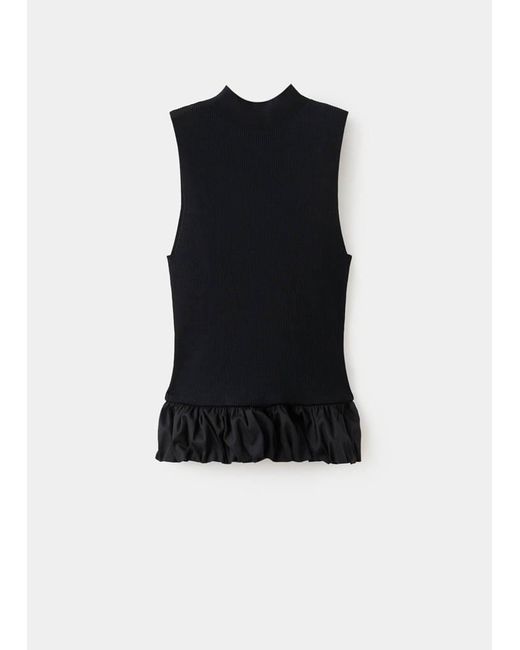 Mango Blue Combined Top With Ruffle