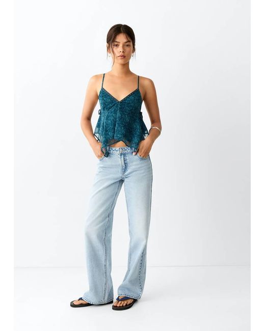 MANGO TEEN Blue Mid-Rise Straight Jeans