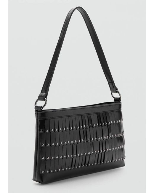 MANGO TEEN Black Fringed Studded Handbag