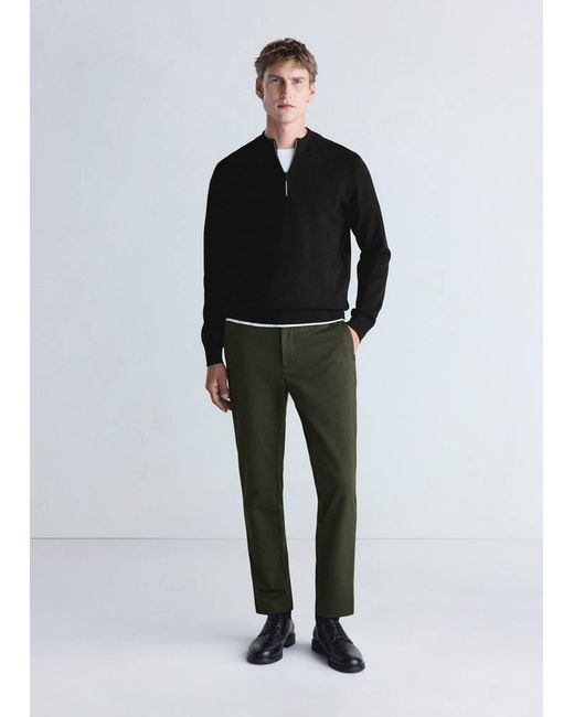 Mango Black Comfort Stretch Zip Jersey for men
