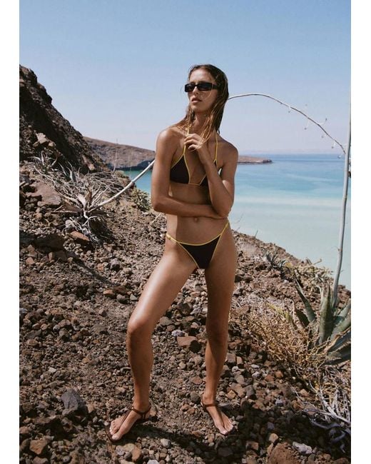 Mango Gray Bikini Thong With Contrast Trims