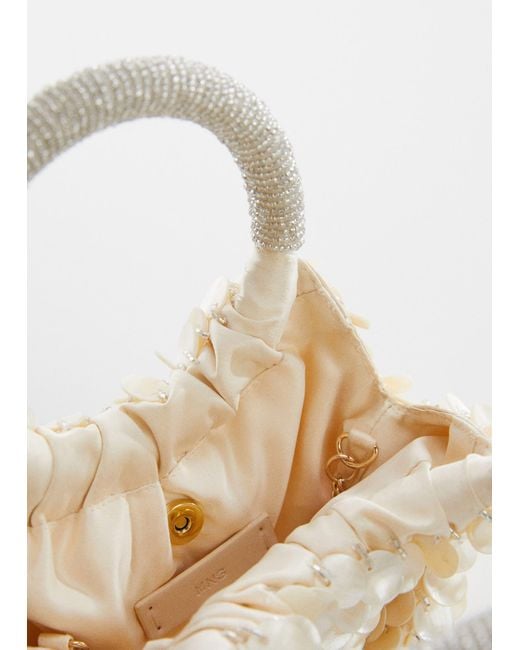 Mango Mini Mother of pearl Bead Bag Ivory in White Lyst UK