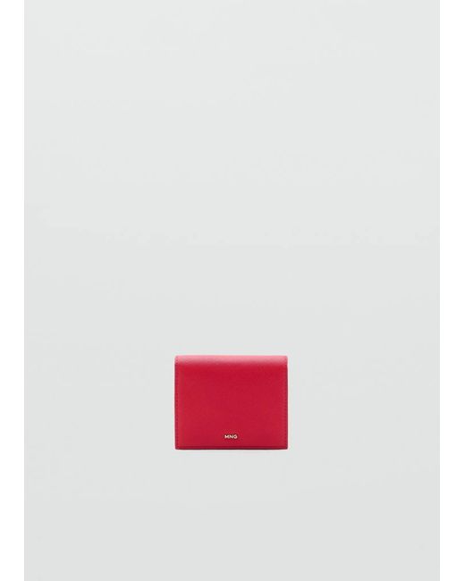 Mango Red Small Wallet With Saffiano Effect