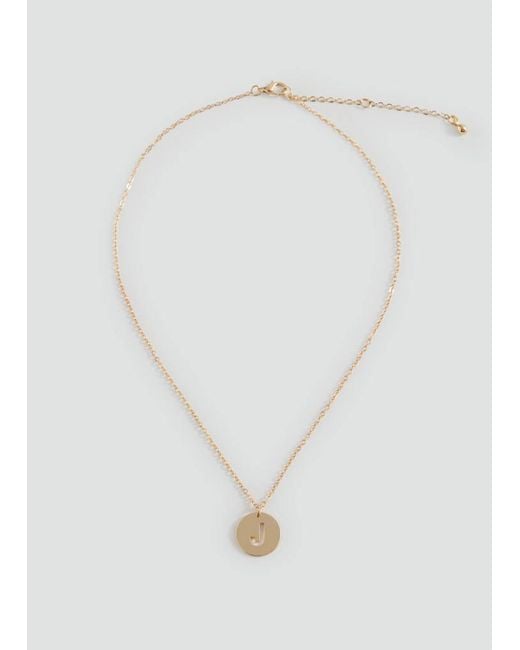 MANGO TEEN White Letter Pendant Necklace