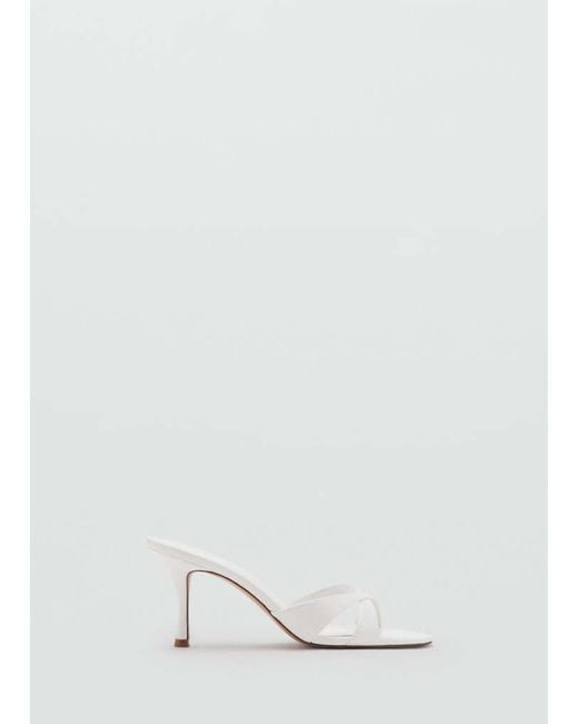 Mango White Heel Non-Structured Sandals