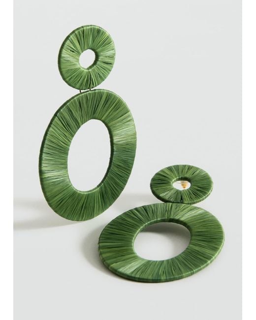 Mango Green Natural Fibre Circular-Design Earrings