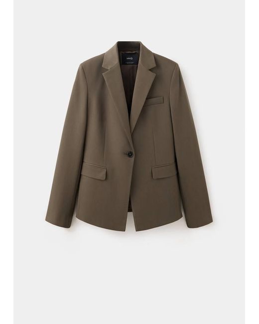 Mango Brown Fitted Suit Blazer