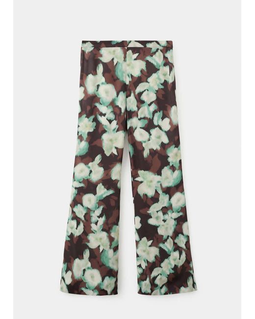 Mango White Printed Flared Trousers